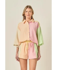 English Factory Women's Striped Colorblock Shirt