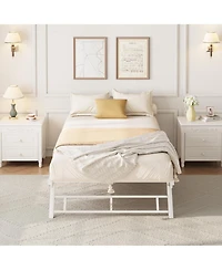 Homfan Pop Up Trundle Bed Frame with Metal Slats, Locking Casters and Folding Legs