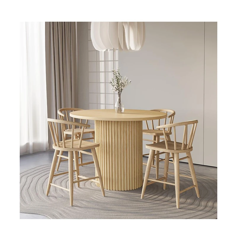 Jofran Fitz Traditional Solid Wood Curved Back Spindle Counter Stool (Set of 2)