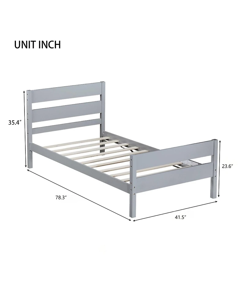 Sailvan Rubber Wood Platform Bed Frame with Headboard and Footboard, Space-Saving Design