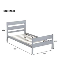 Sailvan Rubber Wood Platform Bed Frame with Headboard and Footboard, Space-Saving Design