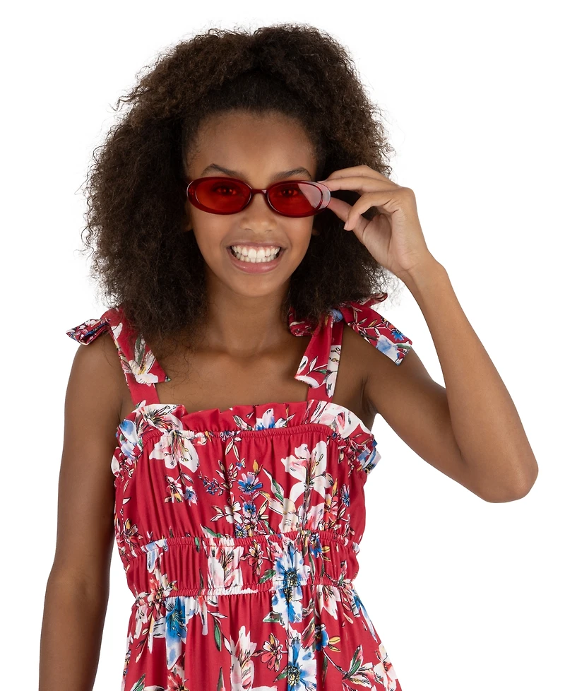 Speechless Girls' 7-16 Floral Printed Maxi with Straps Dress Sunglass