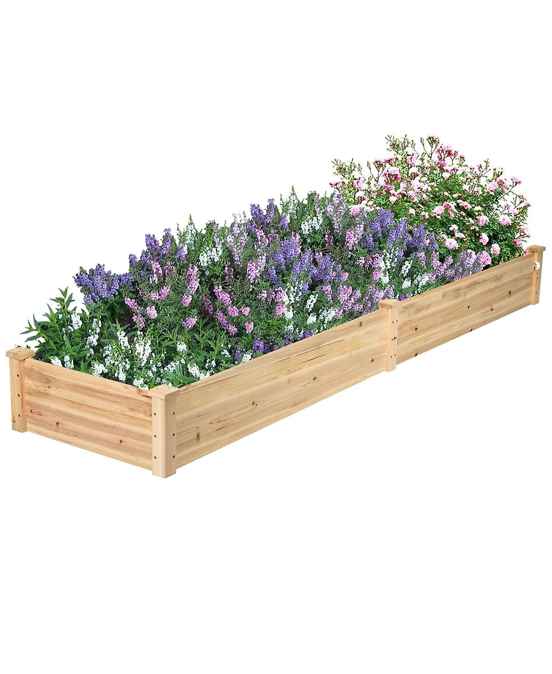Gouun Fir Wood Raised Garden Bed with Divider, Open Bottom Planter Box