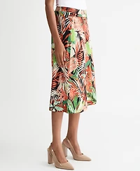 Kasper Women's Printed Pull-On Midi Skirt