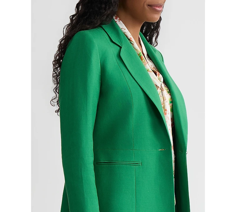 Kasper Women's Linen Notched Collar One-Button Blazer