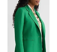 Kasper Women's Linen Notched Collar One-Button Blazer