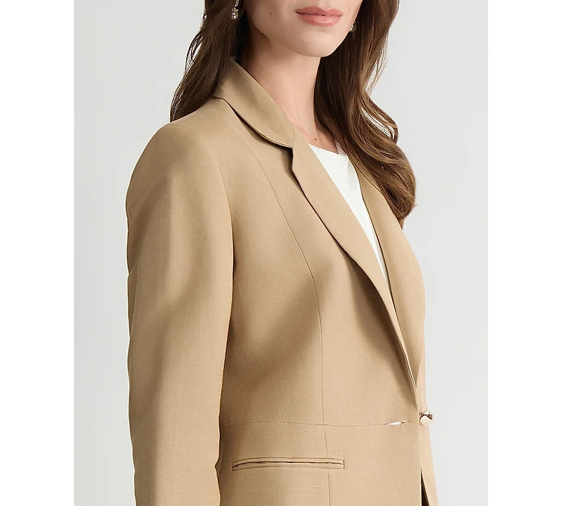 Kasper Women's Linen Notched Collar One-Button Blazer, Regular & Petite