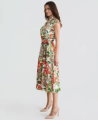 Kasper Women's Cap-Sleeve Drawstring Midi Dress