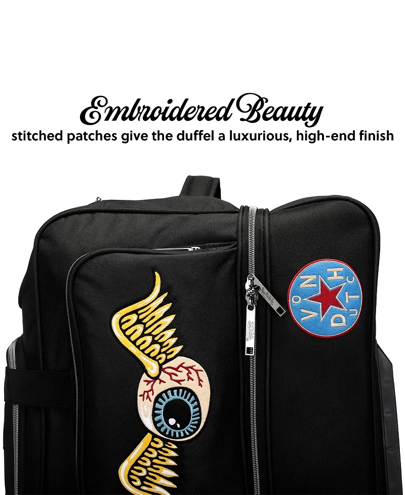 Von Dutch Signature Patch 28" Checked Rolling Duffel