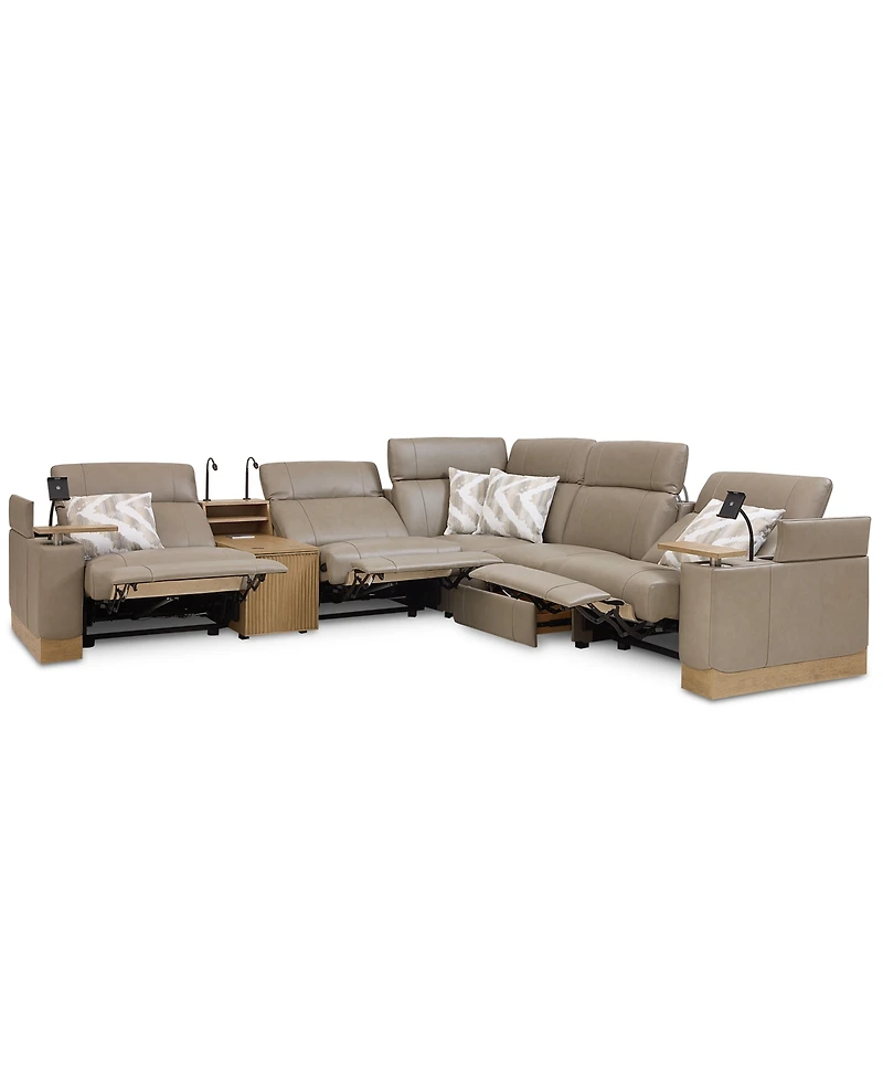 Maxyne 6-Pc. Leather 3 Power L Sectional with Console
