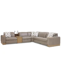 Maxyne 6-Pc. Leather 3 Power L Sectional with Console