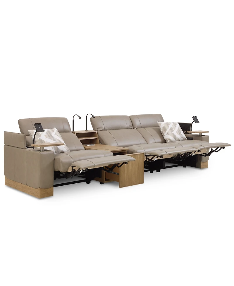 Maxyne 4-Pc. Leather 3 Power Motion Recliner Sofa with Console