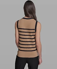 Karl Lagerfeld Paris Women's Sleeveless Stripe Sweater