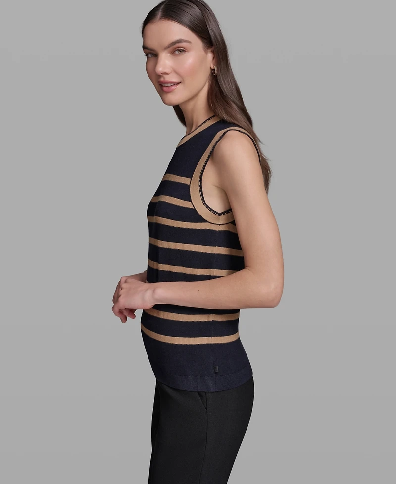 Karl Lagerfeld Paris Women's Sleeveless Stripe Sweater