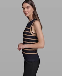 Karl Lagerfeld Paris Women's Sleeveless Stripe Sweater
