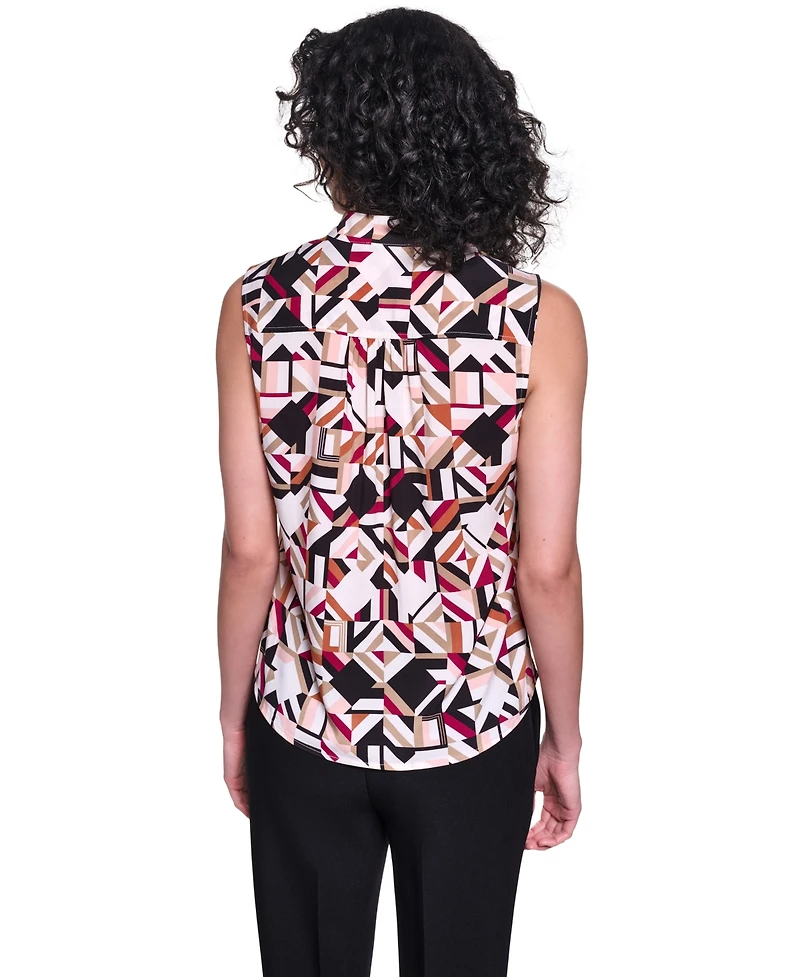 Karl Lagerfeld Paris Women's V-Neck Sleeveless Top