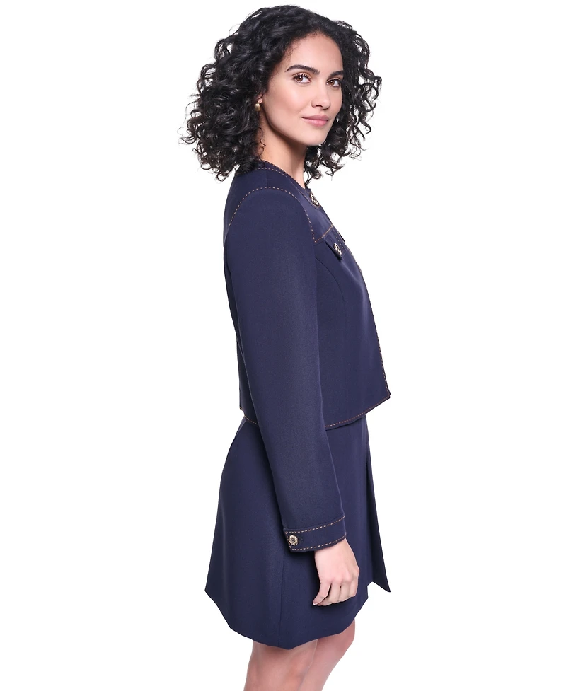 Karl Lagerfeld Paris Women's Round Neck Cropped Jacket