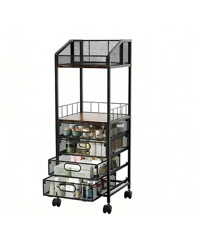 Yigii Multi-Compartment Makeup Organizer with Wheels for Skincare and Cosmetics