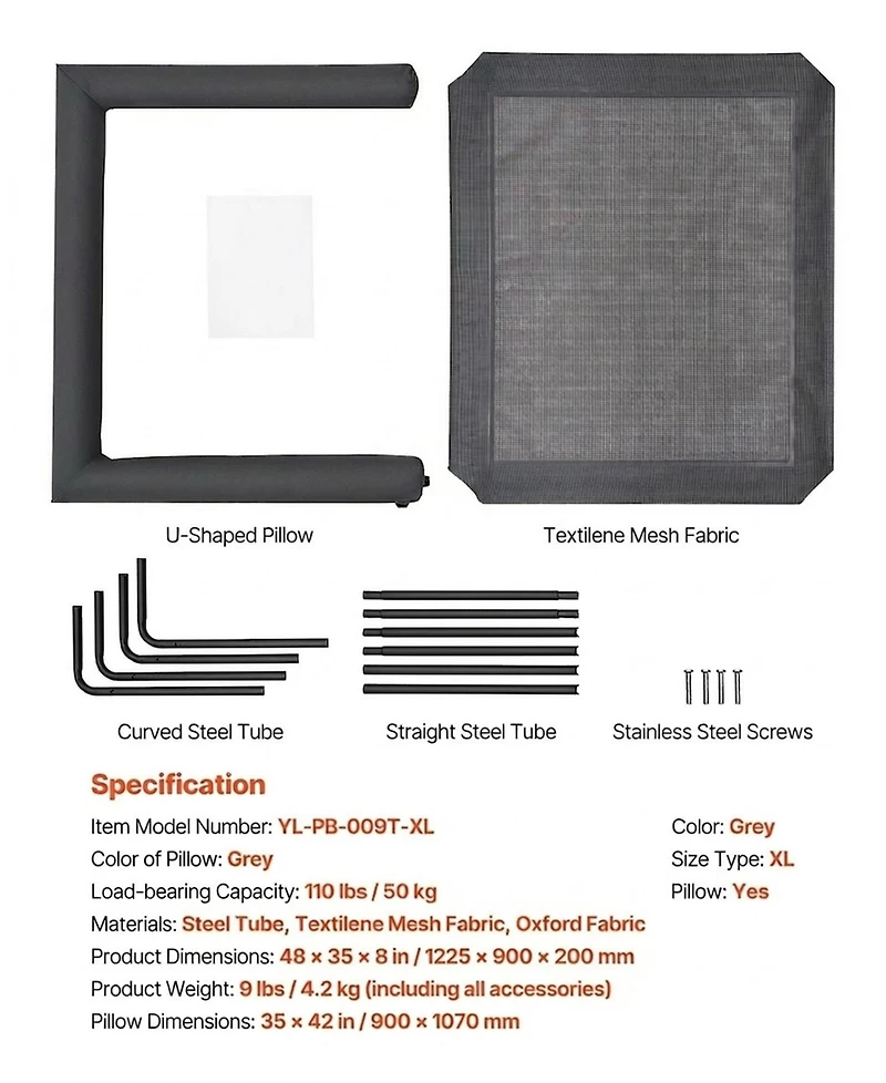 Gouun Elevated Dog Bed for Large Dogs with Washable Pillow and Breathable Mesh