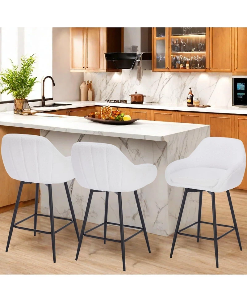 gaomon Counter Height Bar Stools Set of 2, 360degree Swivel Upholstered Barstools for Kitchen Island