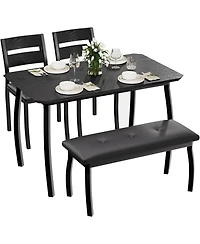 gaomon 4-Piece Farmhouse Dining Set with 2 Chairs and Bench for Small Spaces