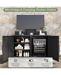 Aecojoy Outdoor Storage Cabinet with Tv Mount, Outdoor Tv Stand with Storage Cabinet Waterproof