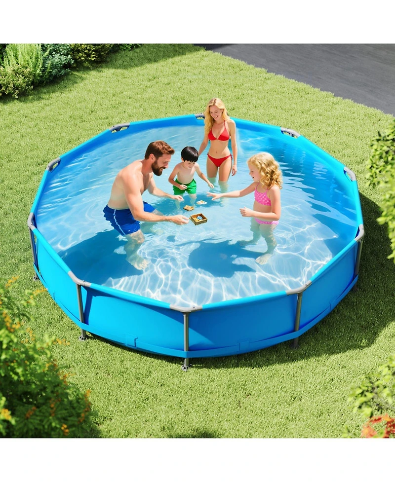 Gouun 12 ft Round Above Ground Swimming Pool with Sturdy Metal Frame