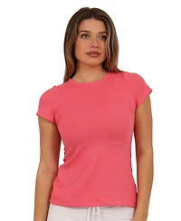 24seven Comfort Apparel Women's Ribbed Knit Short-Sleeve Top