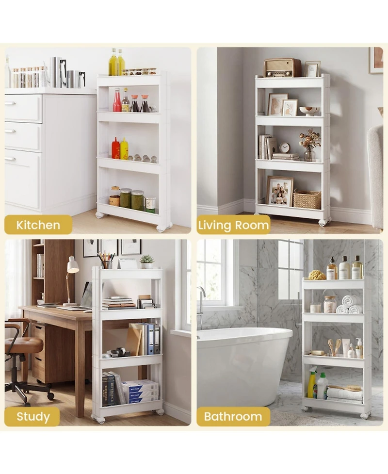 Gouun 4-Tier Multifunctional Slim Pp Storage Trolley with Ventilated Trays