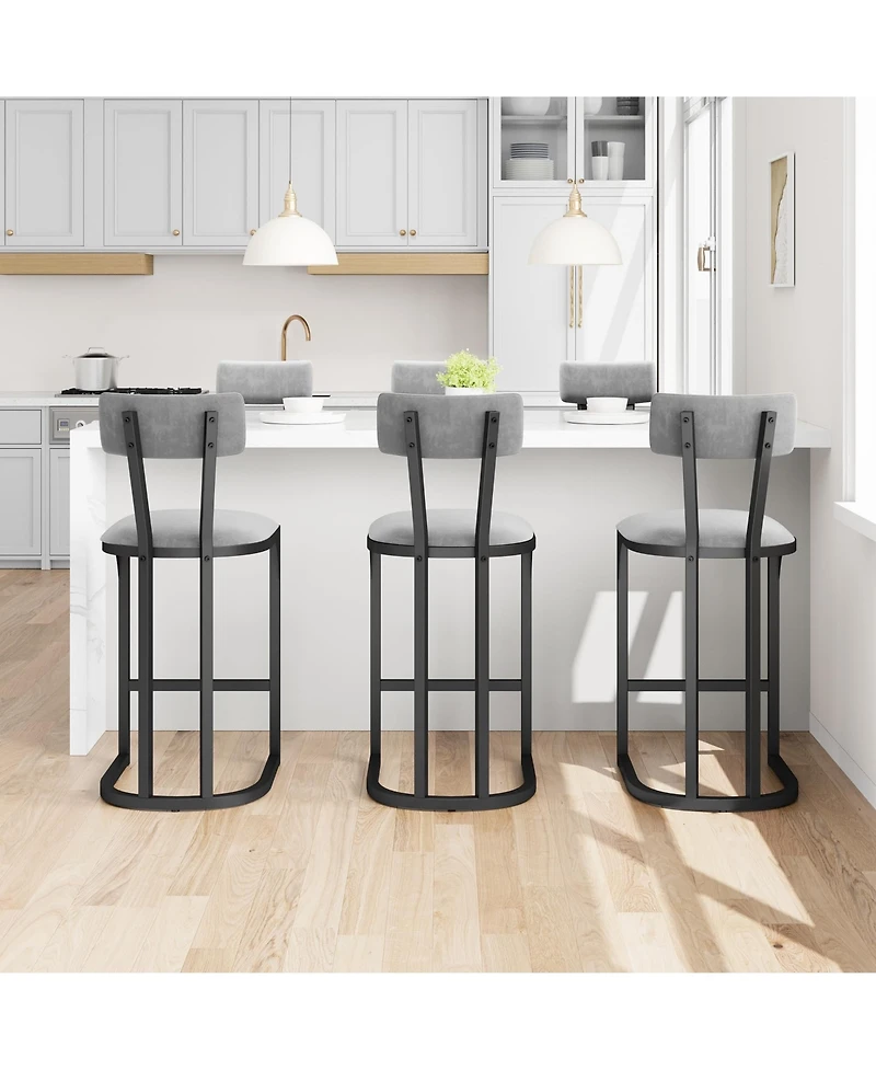 gaomon Set of 6 Counter Height Metal Bar Stools with Upholstered