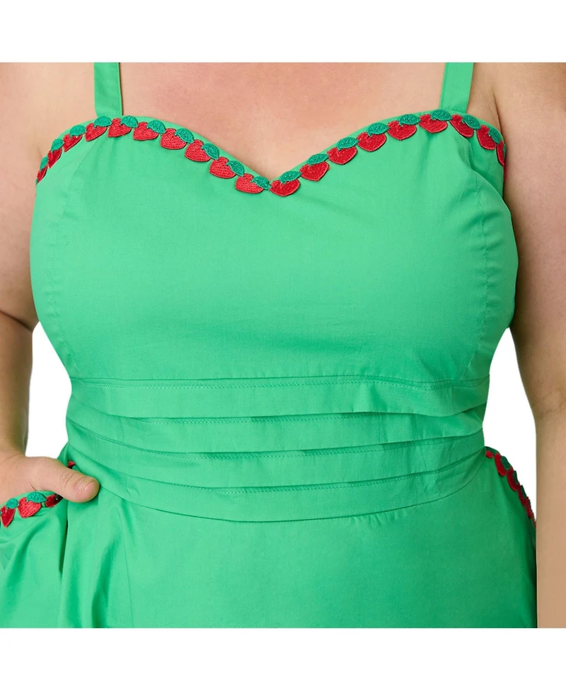 Unique Vintage Plus 1950s Sleeveless Cotton Flare Dress