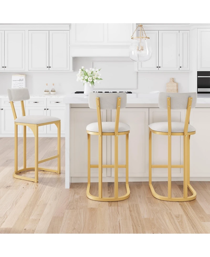 gaomon Set of 4 Counter Height Metal Bar Stools with Upholstered