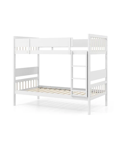Slickblue Bunk Bed with Ladder and Full-Length Guardrails for Kids