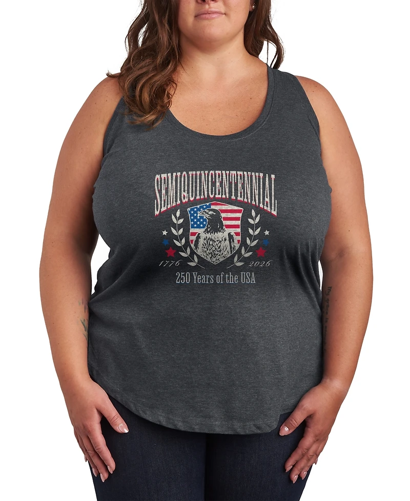 Hybrid Apparel Plus Size Instant Message Semiquincentennial Collegiate Racerback Graphic Tank Top