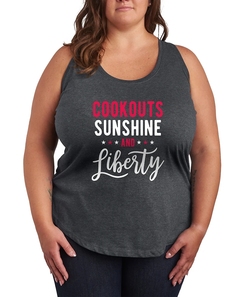 Hybrid Apparel Plus Size Instant Message Cookouts Sunshine and Liberty Racerback Graphic Tank Top