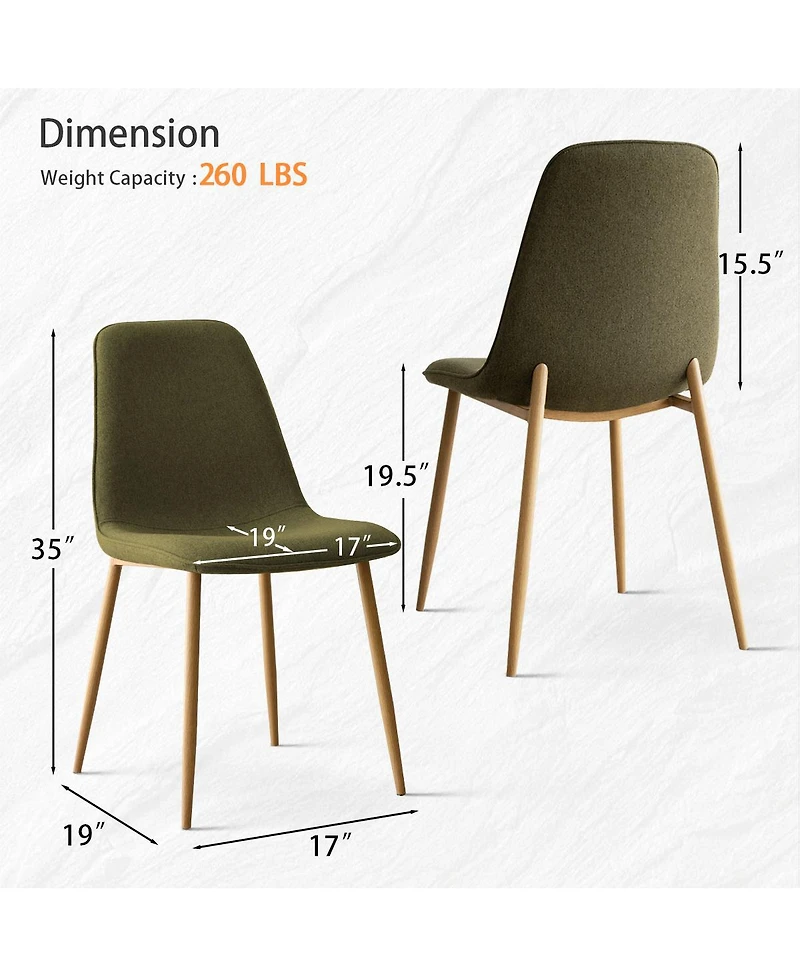 Maison Boucle 19.5" Seat Height Linen Dining Side Chairs Set of 2, Wood-Look Legs