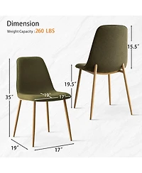 Maison Boucle 19.5" Seat Height Linen Dining Side Chairs Set of 2, Wood-Look Legs