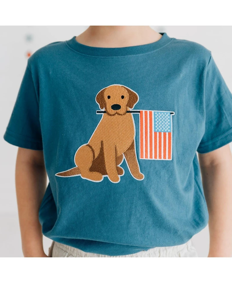 Sweet Wink Toddler Boys Patriotic Pup Patch Short Sleeve T-Shirt