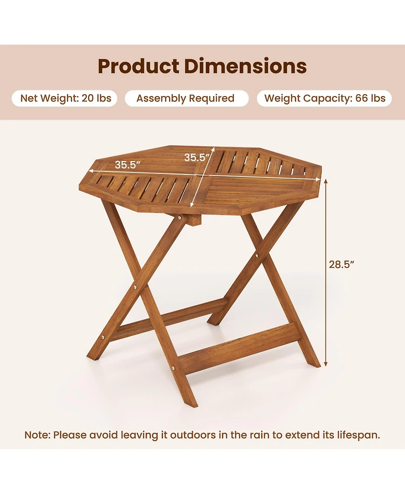 Gouun Octagonal Solid Wood Patio Table with Umbrella Hole