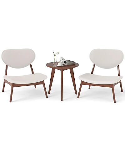 Gouun Accent Chairs Set of 2 with Matching Side Table and Solid Wood Frame