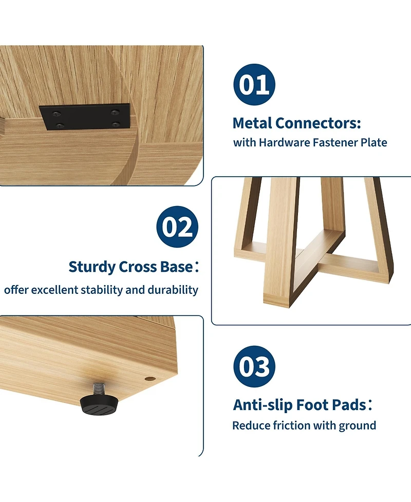 gaomon 4-6 Person Round Farmhouse Dining Table with Pedestal