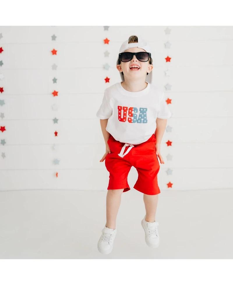 Sweet Wink Little Boys Usa Puff Ink Short Sleeve T-Shirt