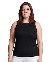 24seven Comfort Apparel Plus Curvy Ribbed Knit Sleeveless Top