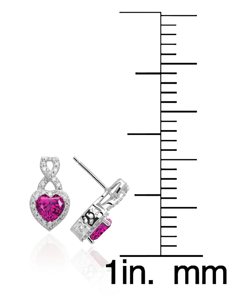 Macy's 2-Pc.Lab Grown Ruby (3.6 ct.tw.) And White Sapphire (0.78 ct.tw.) Infinity Heart Pendant Necklace and Earrings Set in Sterling Silver