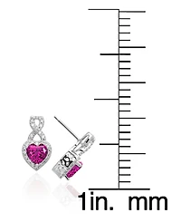 Macy's 2-Pc.Lab Grown Ruby (3.6 ct.tw.) And White Sapphire (0.78 ct.tw.) Infinity Heart Pendant Necklace and Earrings Set in Sterling Silver