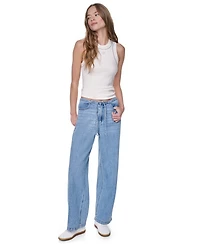 Dkny Jeans Petite Mid Rise Flowy Relaxed Fit Straight Pants