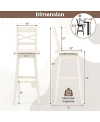 Gymax 4PCS 30'' Bar Height Stool Swivel Bar Stool Rubber Wood Inclined Backrest