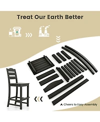 Gymax Set Of 2 Outdoor Hdpe Bar Stool Patio Tall Chair Backrest Footrest All Weather