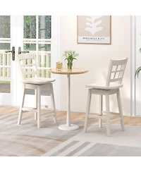 Gymax 4PCS 24.5 Inch Counter Height Bar Chairs Swivel Stools w/ Hollow Backrest