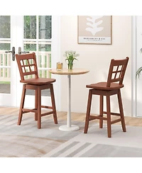 Gymax 4PCS 24.5 Inch Counter Height Bar Chairs Swivel Stools w/ Hollow Backrest